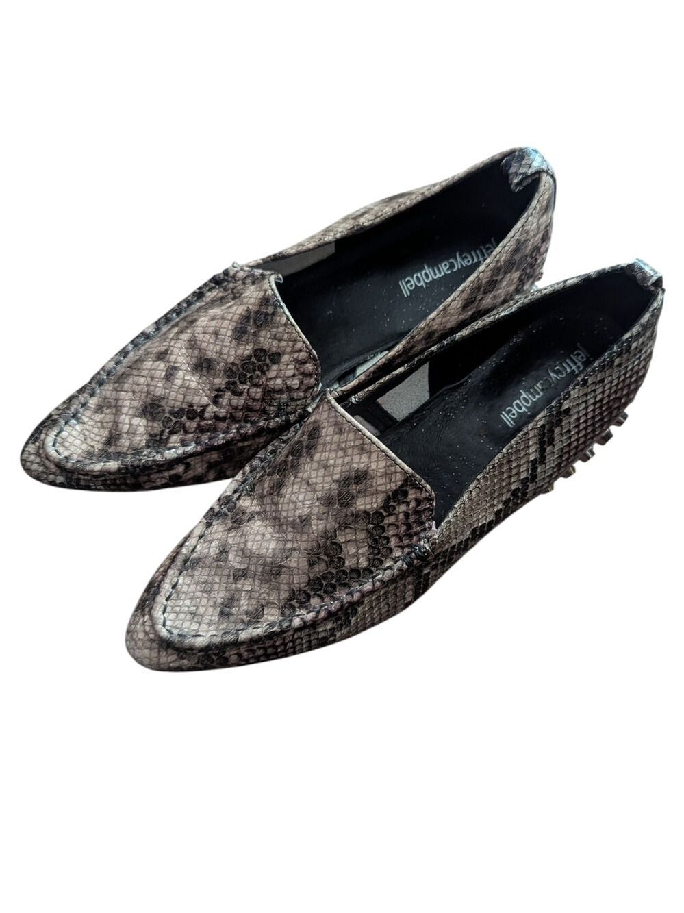 Jeffrey Campbell Barnett Leather Snake Studded Loafers Size 8